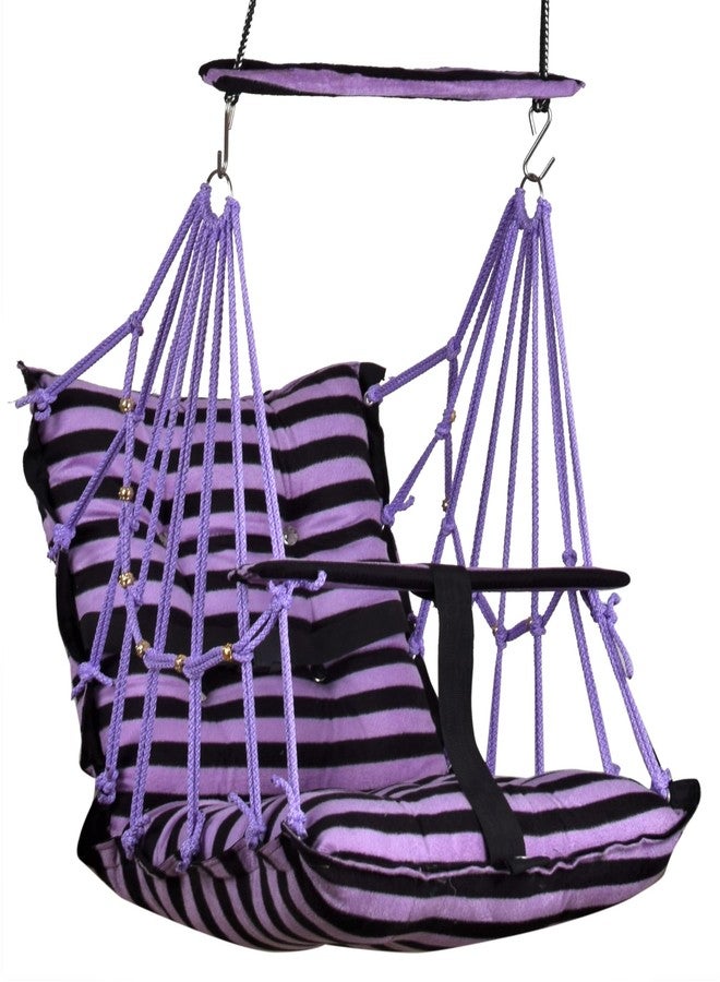 Sprointal® Cotton Baby Swing for Kids Children Folding and Washable 1 to 5 Years New Born Baby Gift Soft Jhula with Safety Belt Easy to Carry Safety Lock Cradle Chair | Home Garden Hall (Purple Line) - Image 3