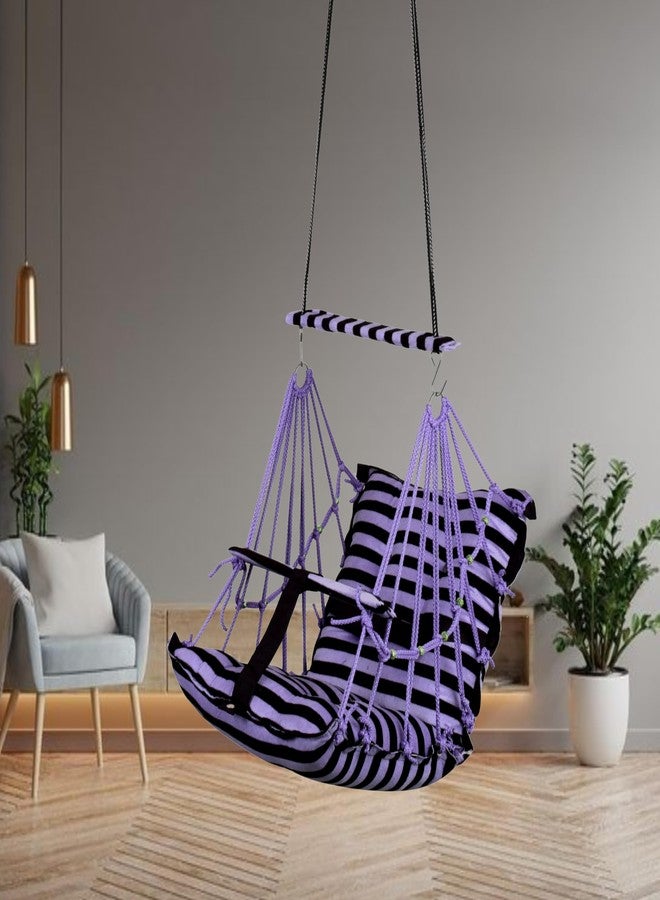 Sprointal® Cotton Baby Swing for Kids Children Folding and Washable 1 to 5 Years New Born Baby Gift Soft Jhula with Safety Belt Easy to Carry Safety Lock Cradle Chair | Home Garden Hall (Purple Line) - Image 1