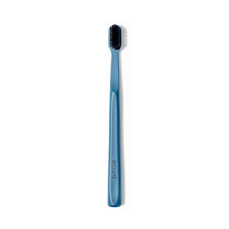 Boka Classic Manual Toothbrush with Extra Soft Activated-Charcoal, Tapered Bristles, Bioplastic Handle That Includes Travel Cap, Dentist-Approved, Great for Adults and Kids, Blue (Pack of 1) - Image 1