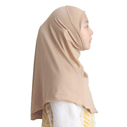 Modest Beauty Girls Hijab Muslim Kids Scarf Headwear Solid Color for 7-12 Years Ready to Wear - Image 2