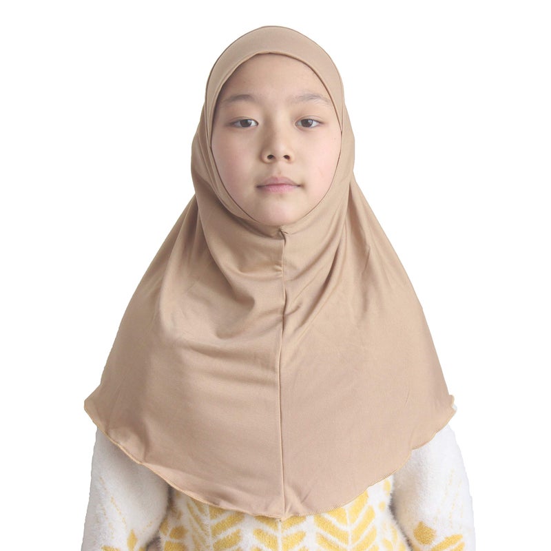 Modest Beauty Girls Hijab Muslim Kids Scarf Headwear Solid Color for 7-12 Years Ready to Wear - Image 5