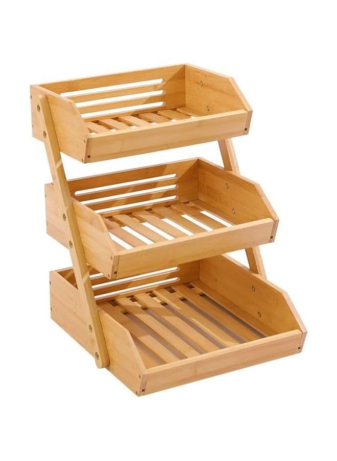 TRASSLE Fruit Basket For Kitchen- Bamboo Fruit and Vegetable Storage Bowl Stand For Kitchen Countertop, Produce Basket Fruit Holder for Potato, Onion, Bread, Snack Storage  - Image 1