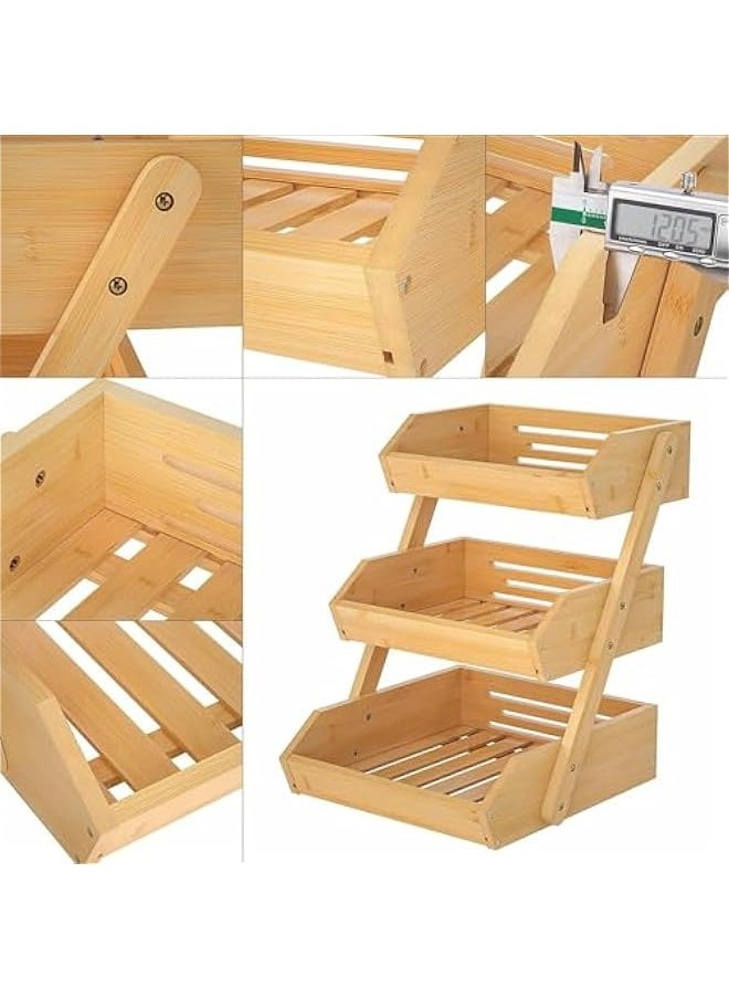 TRASSLE Fruit Basket For Kitchen- Bamboo Fruit and Vegetable Storage Bowl Stand For Kitchen Countertop, Produce Basket Fruit Holder for Potato, Onion, Bread, Snack Storage  - Image 3