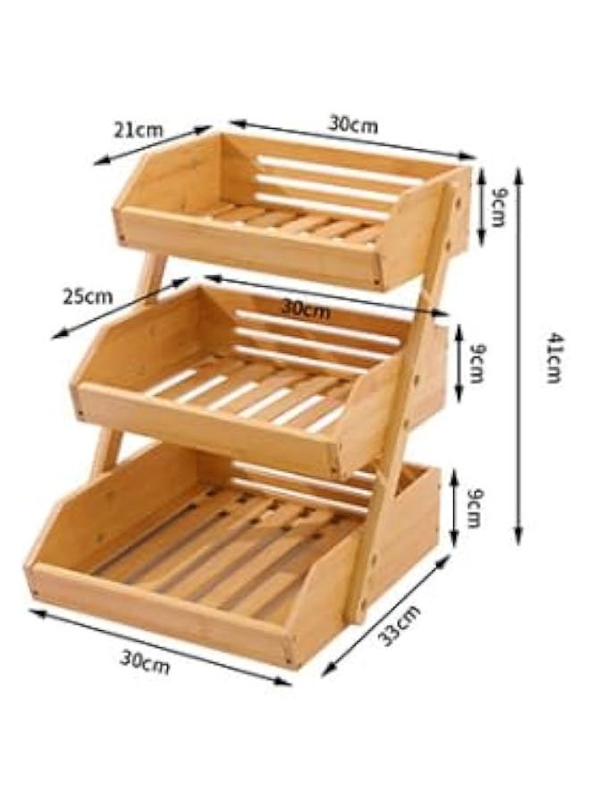 TRASSLE Fruit Basket For Kitchen- Bamboo Fruit and Vegetable Storage Bowl Stand For Kitchen Countertop, Produce Basket Fruit Holder for Potato, Onion, Bread, Snack Storage  - Image 4