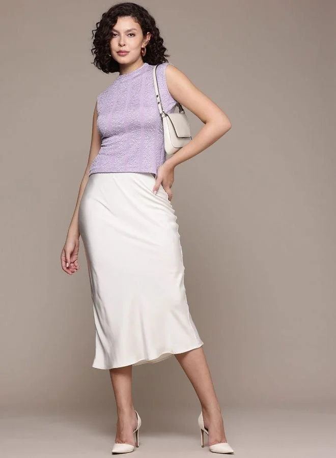 Freehand  Women Regular Fit Textured High Neck Sleeveless Regular Top  | Best Price UAE