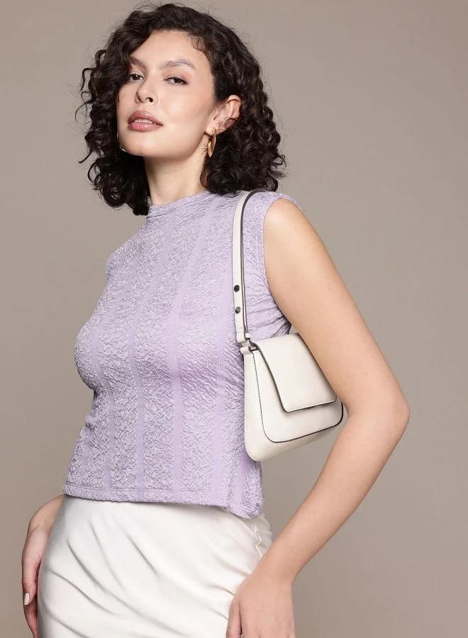 Freehand  Women Regular Fit Textured High Neck Sleeveless Regular Top  | Best Price UAE