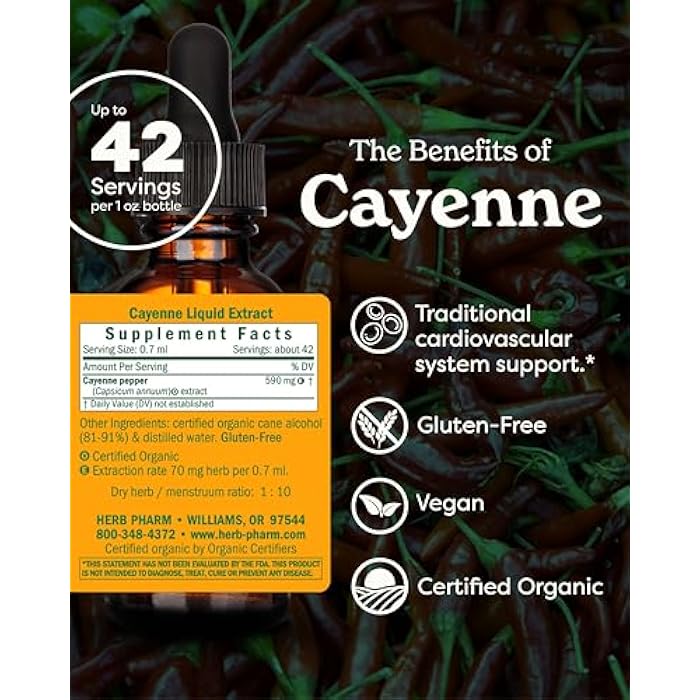 Herb Pharm Certified Organic Cayenne Extract for Cardiovascular and Circulatory Support - 1 Ounce - Image 2