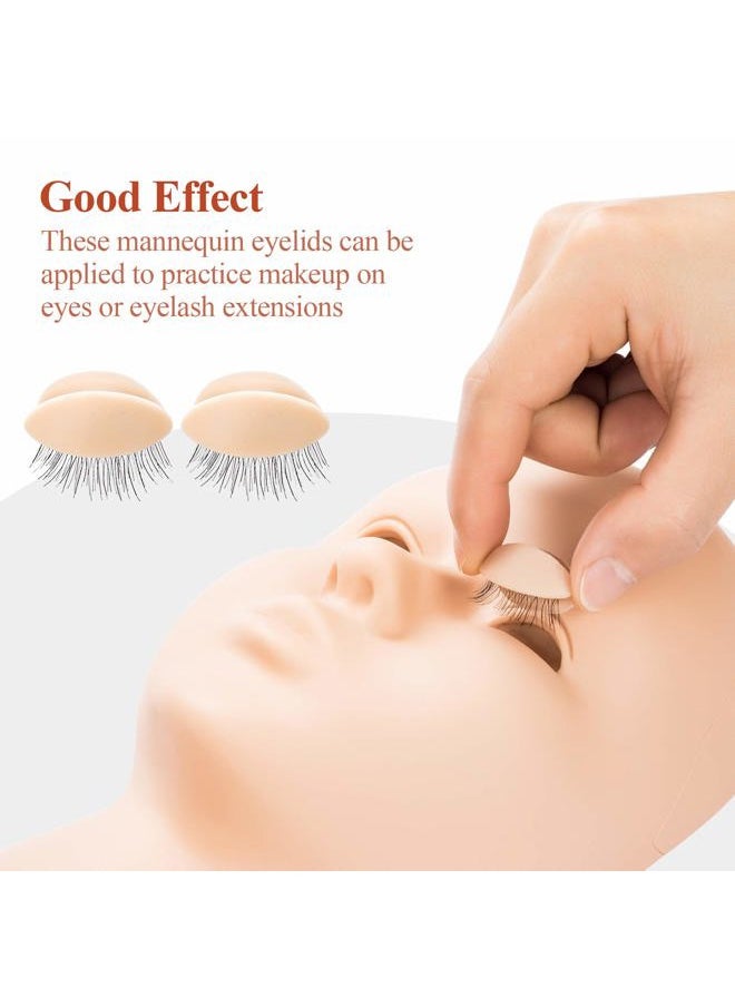 ANCIRS - 1 Box 3 Pairs Replacement Eyelids for Mannequin Head, Silicone Rubber Removable Realistic Eyelids for Eyelash Training Practice Makeup Extension - Image 1