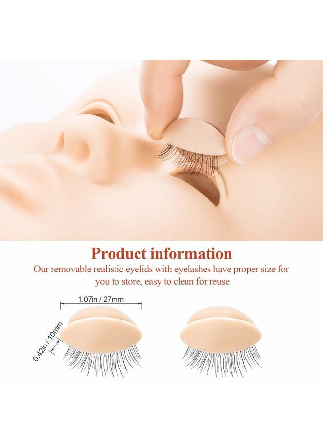 ANCIRS - 1 Box 3 Pairs Replacement Eyelids for Mannequin Head, Silicone Rubber Removable Realistic Eyelids for Eyelash Training Practice Makeup Extension - Image 1