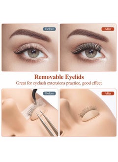ANCIRS 1 Box 3 Pairs Replacement Eyelids for Mannequin Head, Silicone Rubber Removable Realistic Eyelids for Eyelash Training Practice Makeup Extension  - Image 5