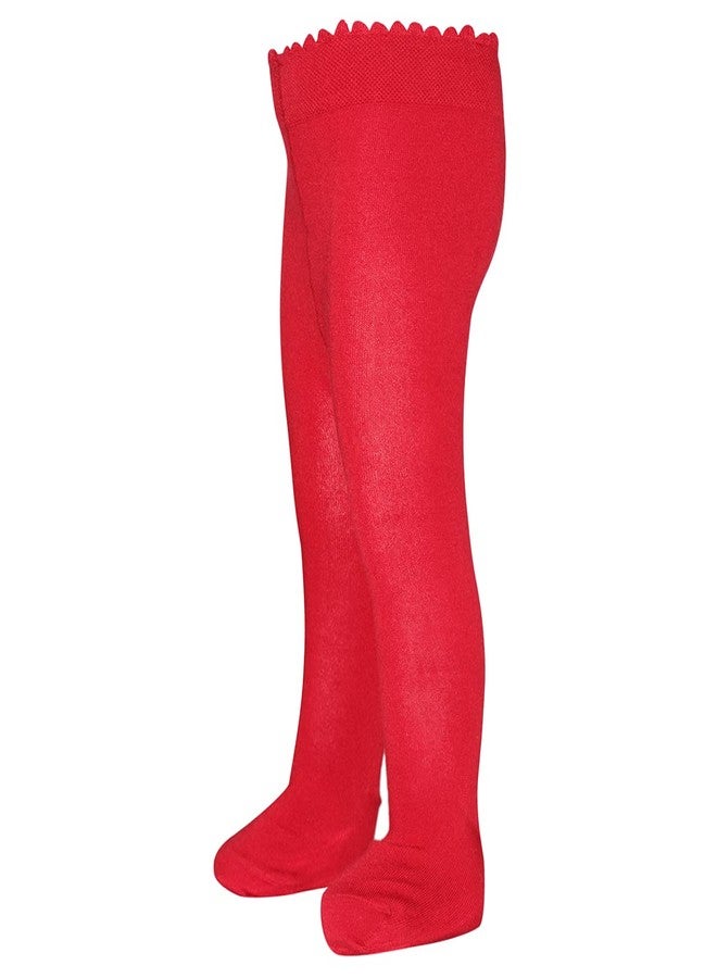 BEAR MUM Baby Girls' Seamless Organic Cotton Tights Red, Red, Size 6-12Month - Image 4