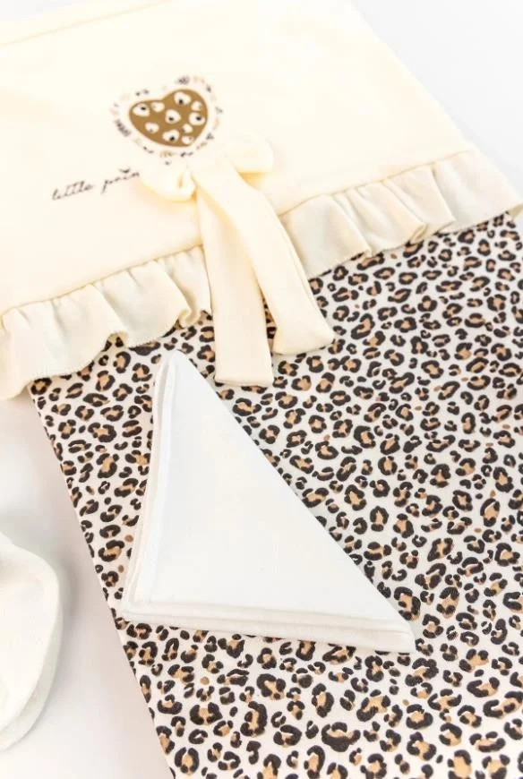بيبي هولا Leopard Pattern Baby Girl Newborn 8-Piece Romper Set 0-3 Months Gift Hospital Delivery 5016