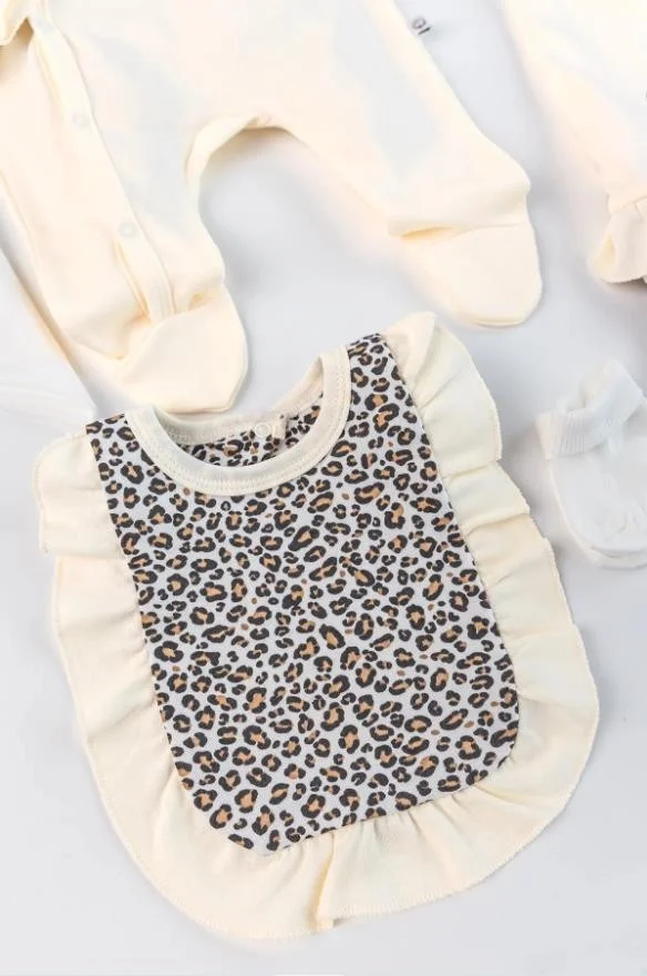 بيبي هولا Leopard Pattern Baby Girl Newborn 8-Piece Romper Set 0-3 Months Gift Hospital Delivery 5016