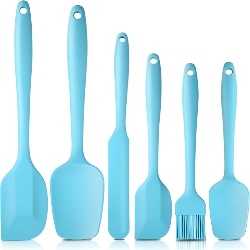 Sugalsu Silicone Spatula NonScratch Heat Resistant Silicone Spatula with Stainless Steel CoreNon Stick and Good Grips Spatulas for CookingBaking and Mixing Set of 6 Blue - Image 2