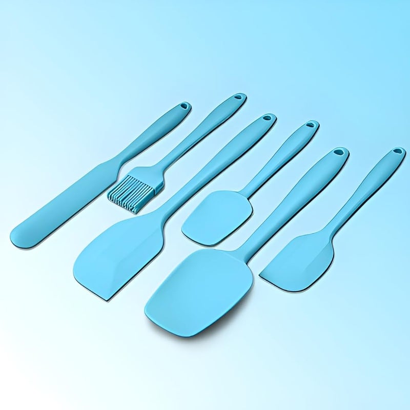 Sugalsu Silicone Spatula NonScratch Heat Resistant Silicone Spatula with Stainless Steel CoreNon Stick and Good Grips Spatulas for CookingBaking and Mixing Set of 6 Blue - Image 3
