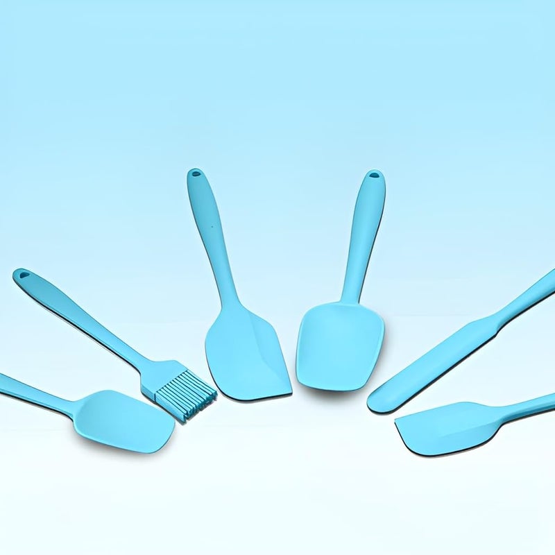Sugalsu Silicone Spatula NonScratch Heat Resistant Silicone Spatula with Stainless Steel CoreNon Stick and Good Grips Spatulas for CookingBaking and Mixing Set of 6 Blue - Image 4