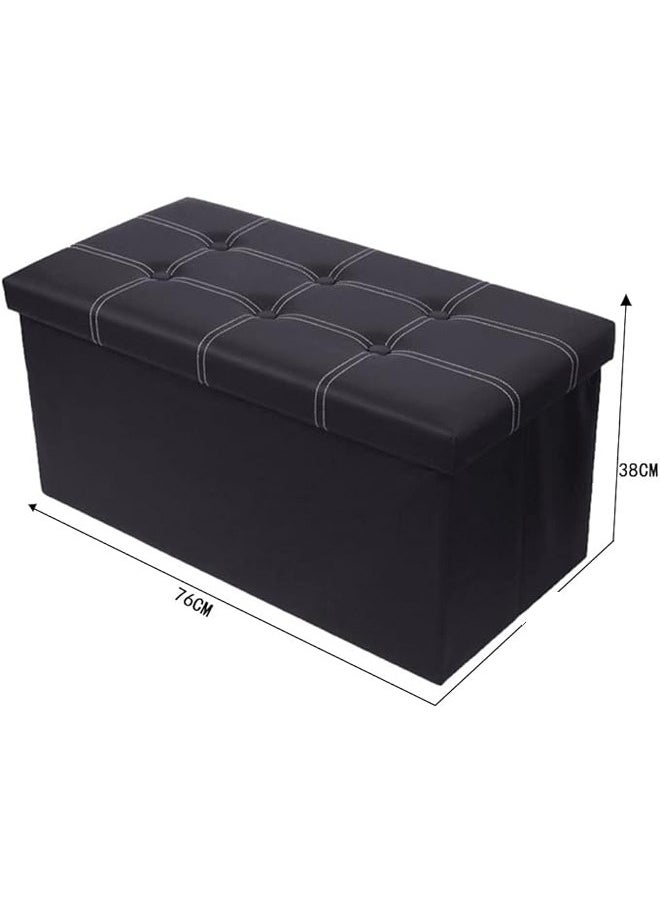 ATM - Foldable Faux Leather Storage Ottoman Bench – 76x38x36 CM - Image 1