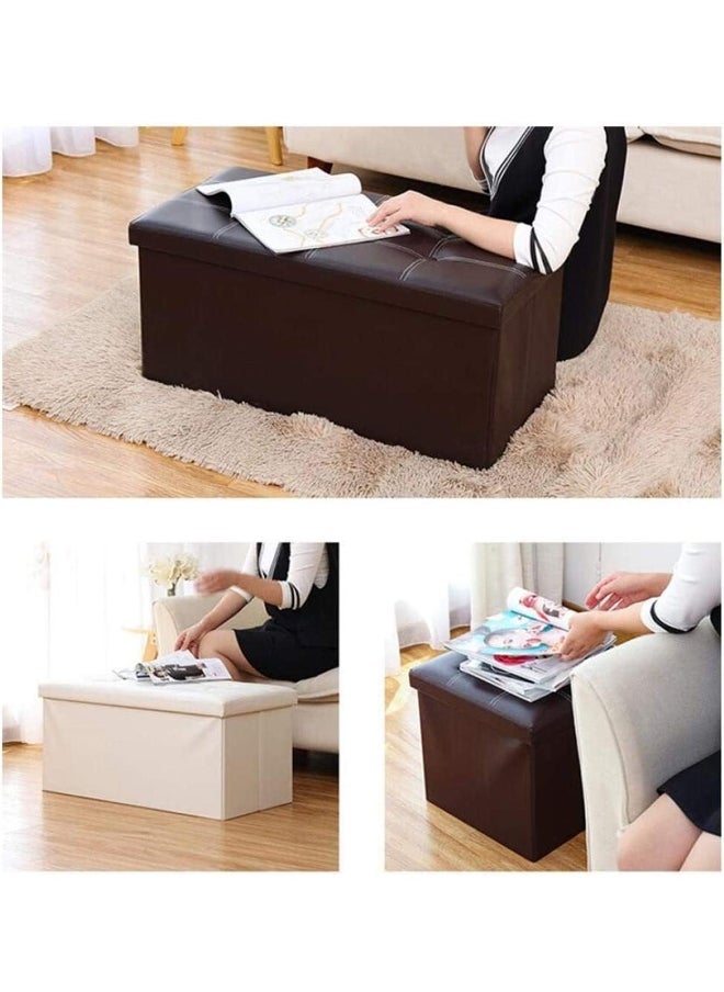 ATM - Foldable Faux Leather Storage Ottoman Bench – 76x38x36 CM - Image 1