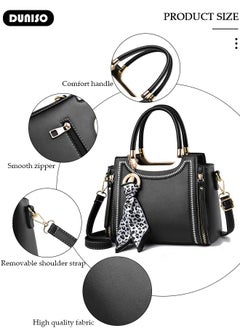 DUNISO Women's Fashion Handbag Faux Leather Crossbody Bag For Women Large Capacity Bow Trim Tote Bags Top Handle Satchel Fashionable Travel Shoulder Bag For Ladies  - Image 2