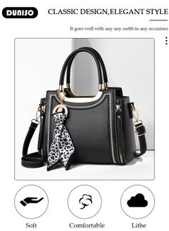 DUNISO Women's Fashion Handbag Faux Leather Crossbody Bag For Women Large Capacity Bow Trim Tote Bags Top Handle Satchel Fashionable Travel Shoulder Bag For Ladies  - Image 5