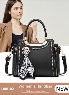 DUNISO Women's Fashion Handbag Faux Leather Crossbody Bag For Women Large Capacity Bow Trim Tote Bags Top Handle Satchel Fashionable Travel Shoulder Bag For Ladies  - Image 1