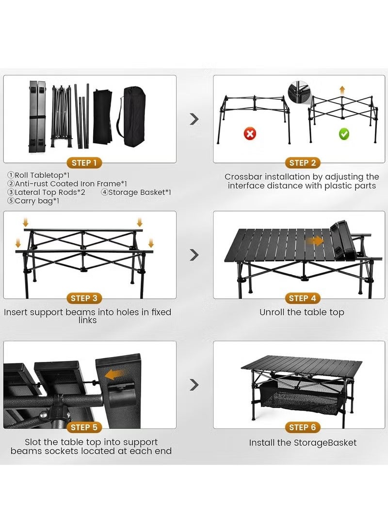 Camping Table Folding Outdoor Table with Adjustable Height, Large Storage Bag and Carrying Bag, Portable Aluminum Table for Indoor & Outdoor Picnic BBQ Backyards Beach - pzsku/Z9C2B81BC3EAF8203FF48Z/45/_/1736234447/7908fd56-3780-487d-94cf-c7e579beddc0