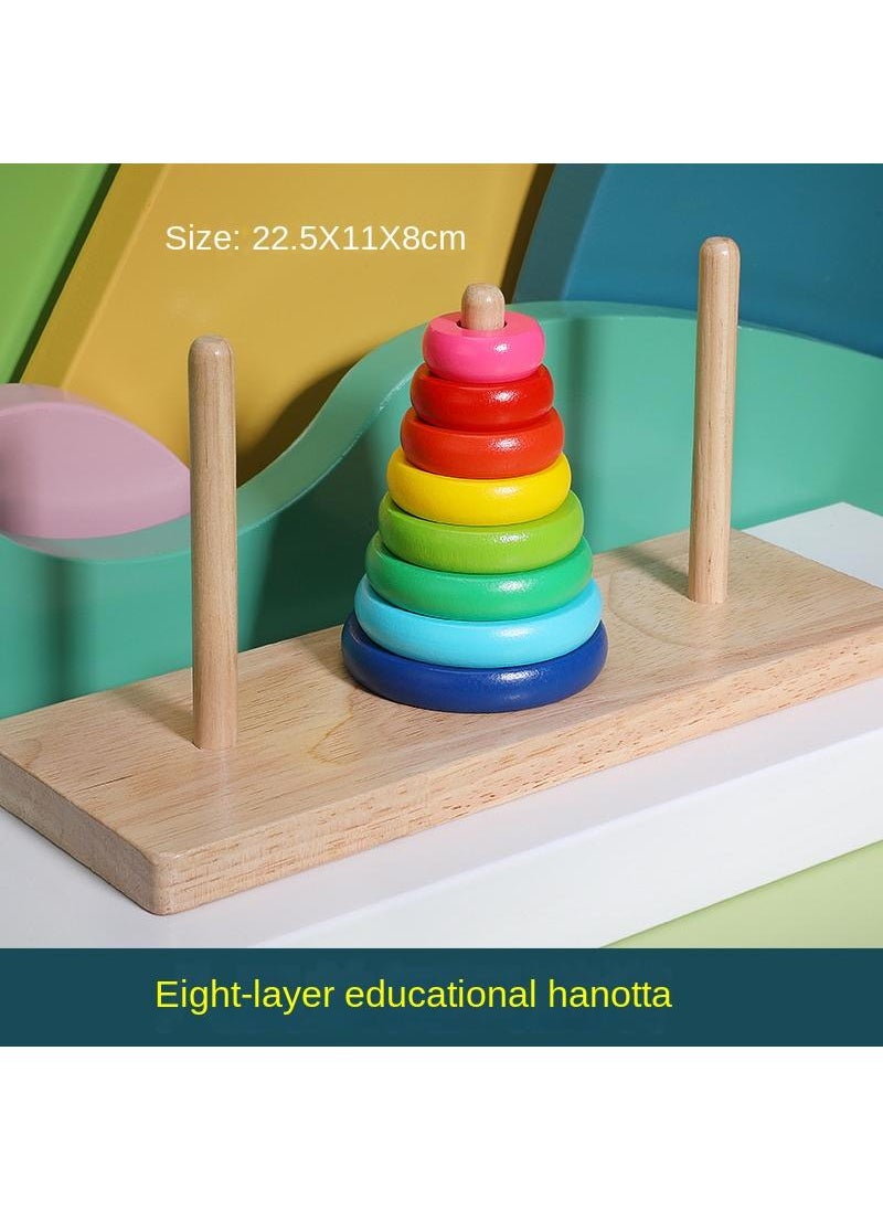 Y&D Children's Educational Rainbow Ring Matching Building Blocks Color Cognitive Wooden Toys  - Image 1