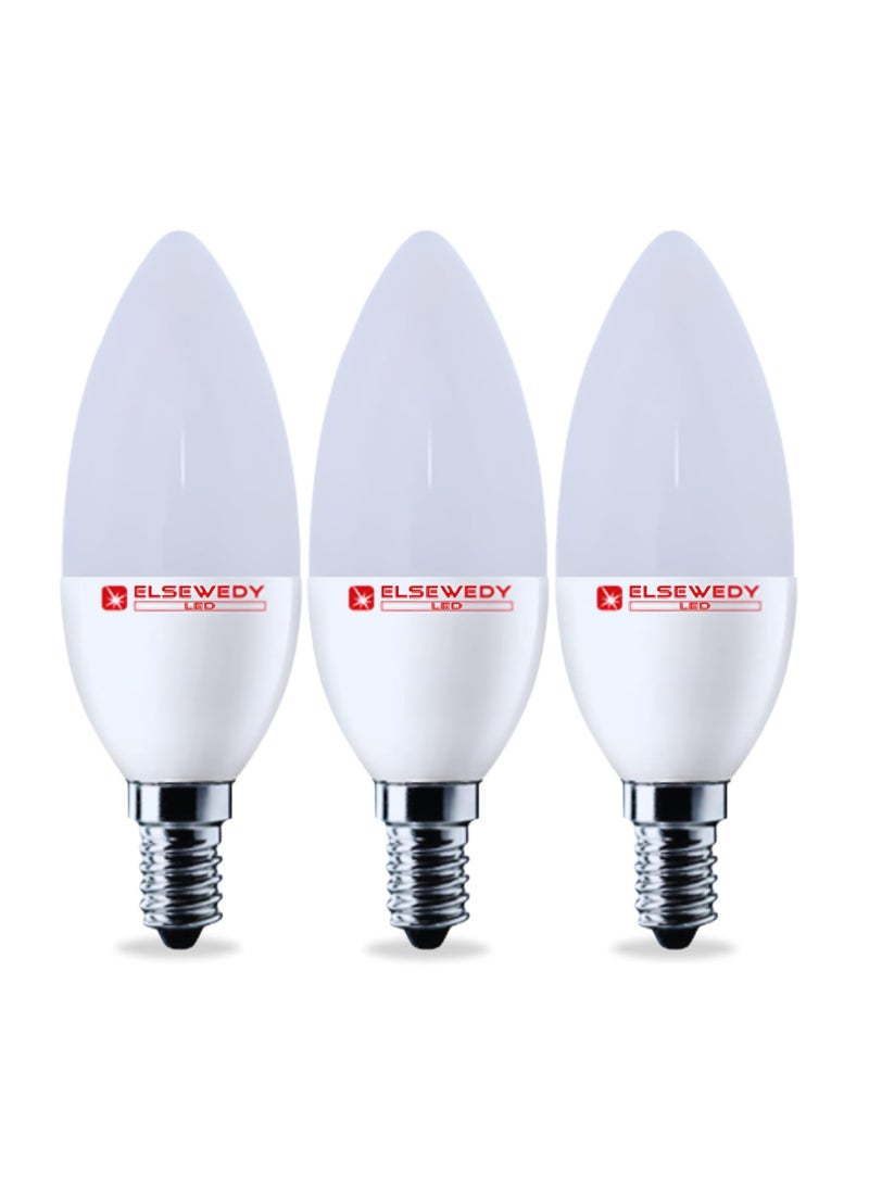 El Sewedy ELSEWEDY Classic LED Bulb, 6 Watt, 3 Pieces, E14 (Candle, warm) - Image 1