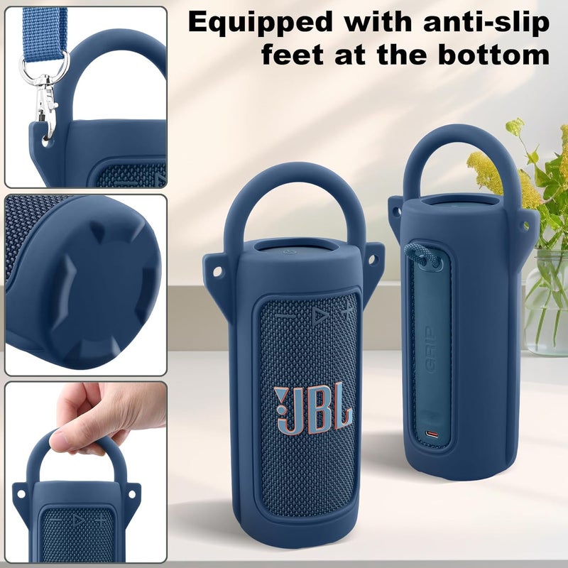 كو2كريا حافظة سيليكونية من لسماعة JBL Grip المحمولة البلوتوث، غطاء واقي خفيف جدًا مع خطاف وحزام للكتف. - Image 4