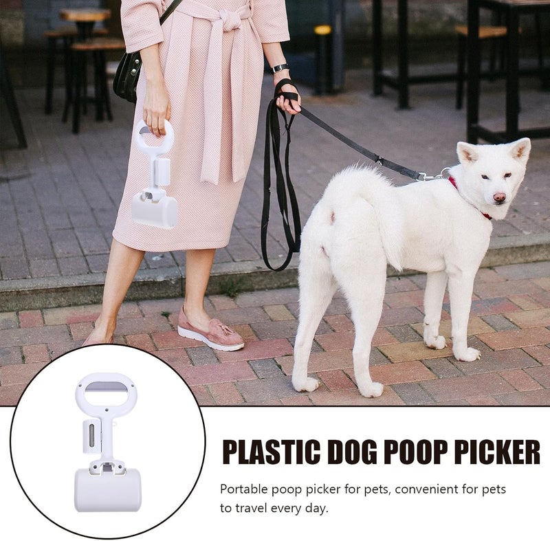 Scratch resistant HOMSFOU Dog Poop Scooper 12 Ivory White Poop Bags Convenient Household Pet Waste Removal Outdoor Use Leakproof sealed - Image 3