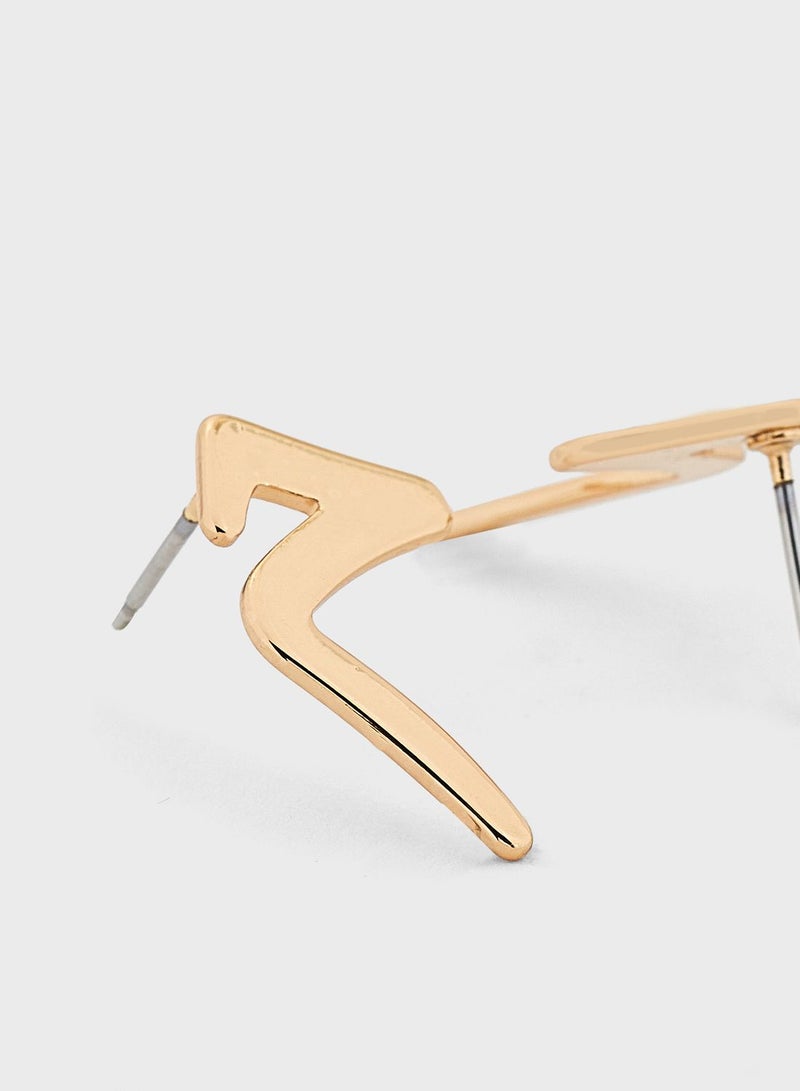 Khizana Arabic Initial "M" Stud Earrings - Image 2