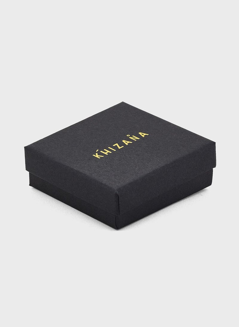 Khizana Arabic Initial "M" Stud Earrings - Image 3