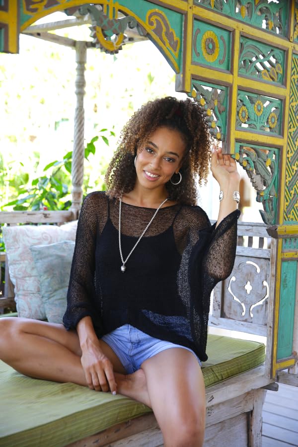 Back From Bali Black Blouson Sleeves Top Lite - Image 4