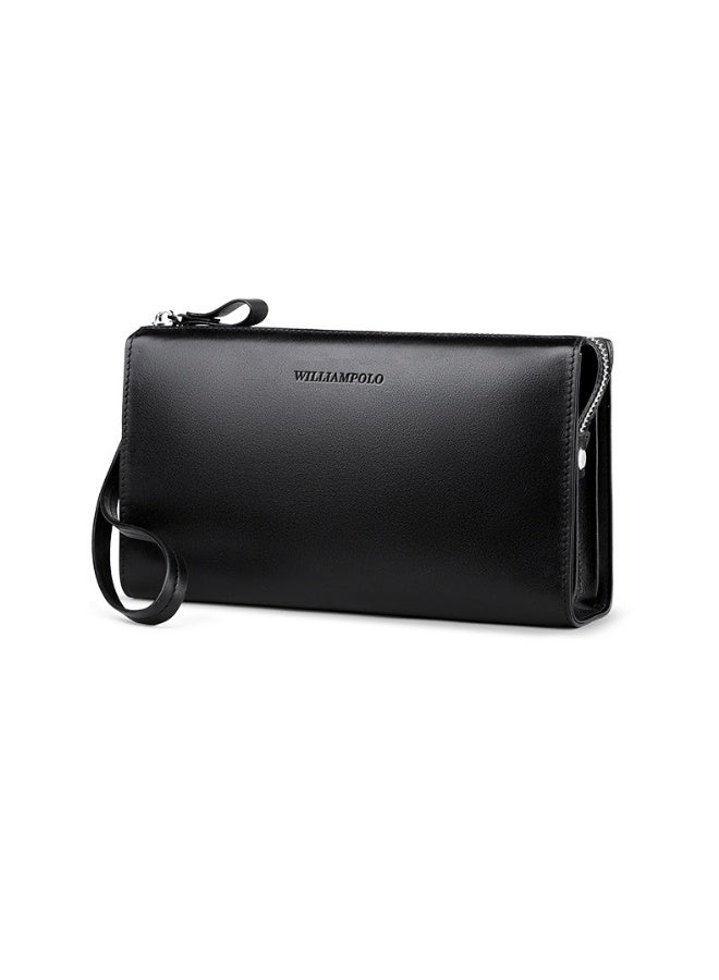 Williampolo Handbag Men's Leather Large Capacity Long Wallet Head Layer Leather Business Underarm Bag - Image 4
