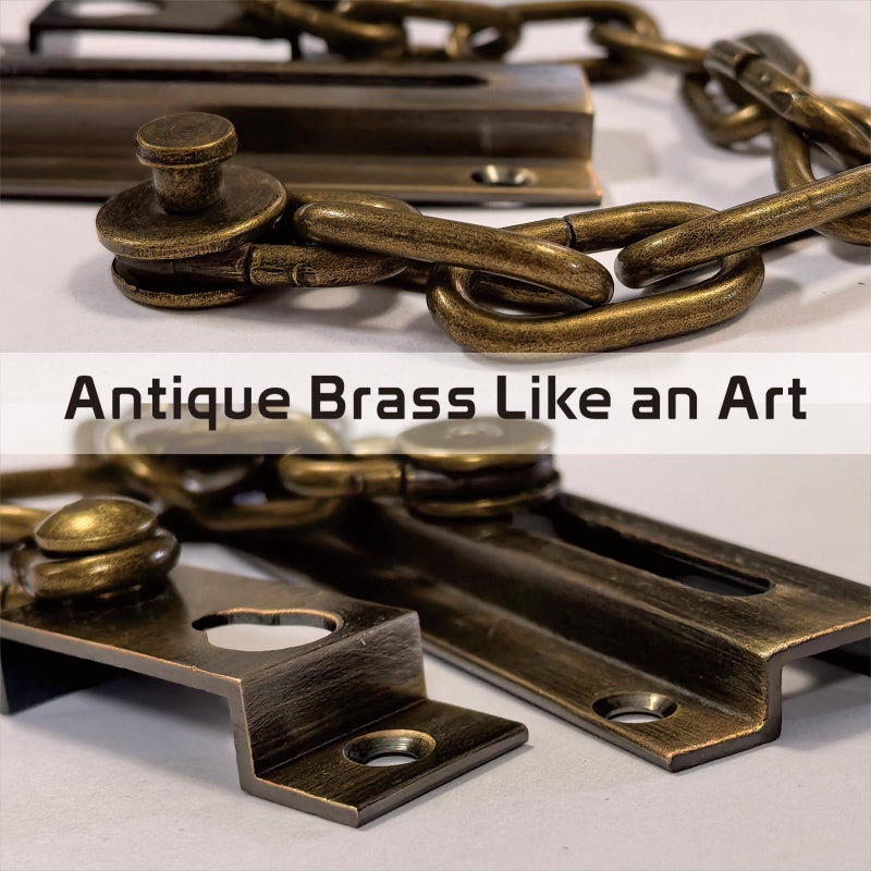 Siwil Security Door Lock Chain Heavy-Duty, Long Chain & Solid Brass with Antique Finished, Strong and Rust-Resistant Chain Locks Guard (Antique) - Image 2