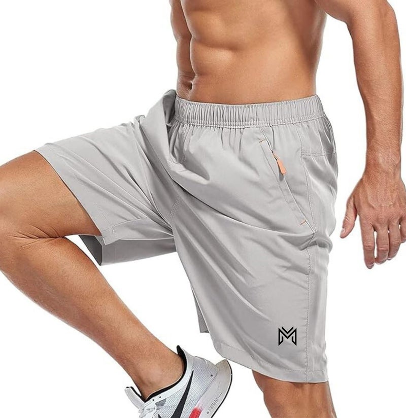 Mehrang Men's Ourdoor Comfort Fit Sports Shorts with Pockets | Quick Dry Workout Shorts for Men Gym Yoga and Running (in, Alpha, M, Light Grey) - Image 2