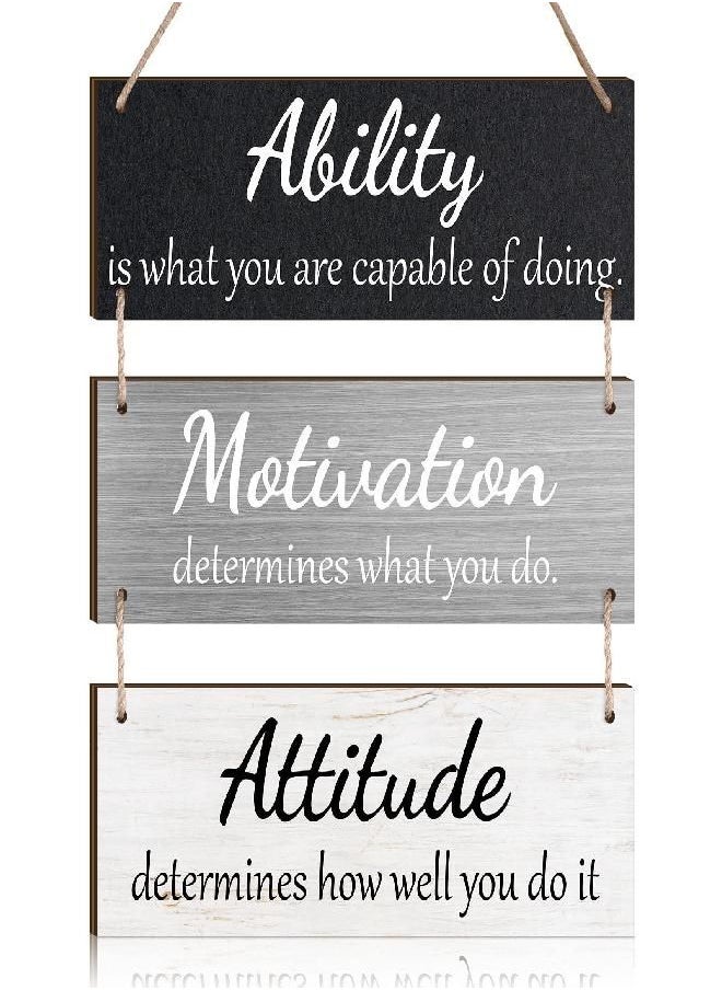 Jetec - Office Wall Decor Inspirational Rustic Wall Decor Office Decor Motivational Wall Plaques with Sayings Wooden Wall Hangings Ability Sign Bathroom Decor for Home Office Wall Art (Simple Color) - Image 1