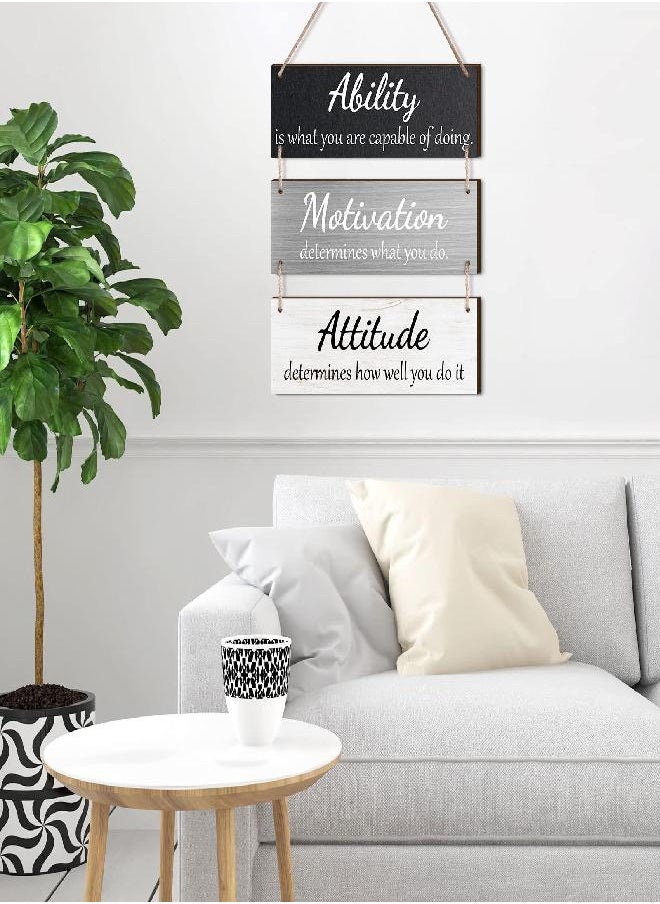 Jetec - Office Wall Decor Inspirational Rustic Wall Decor Office Decor Motivational Wall Plaques with Sayings Wooden Wall Hangings Ability Sign Bathroom Decor for Home Office Wall Art (Simple Color) - Image 1