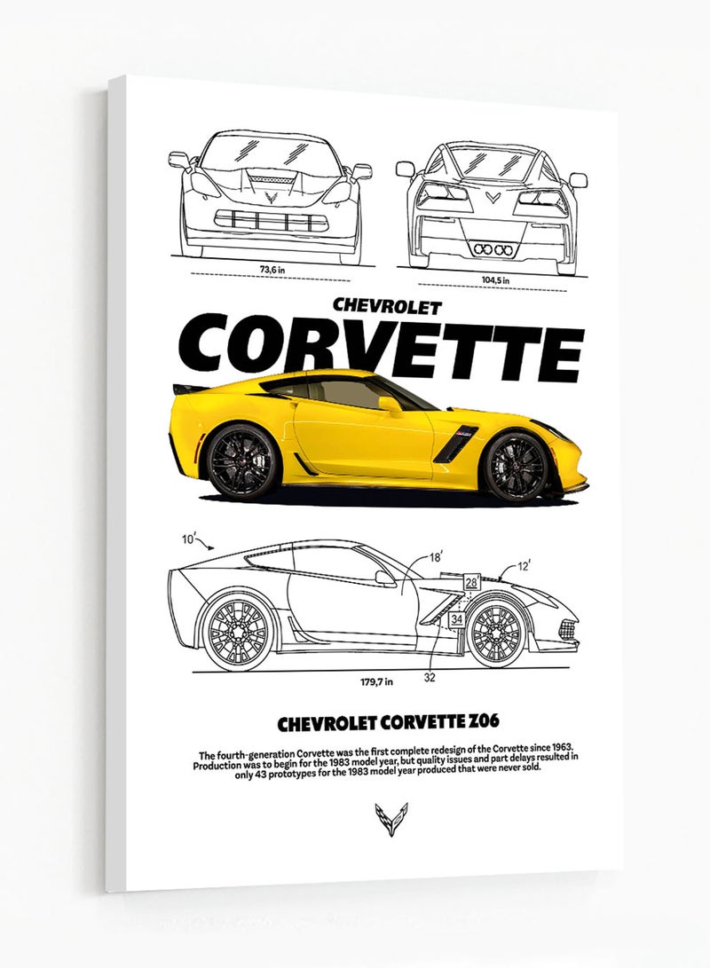 لوحة كانفاس على إطار خشبي بتصميم سيارة رياضية شيفروليه - Image 5