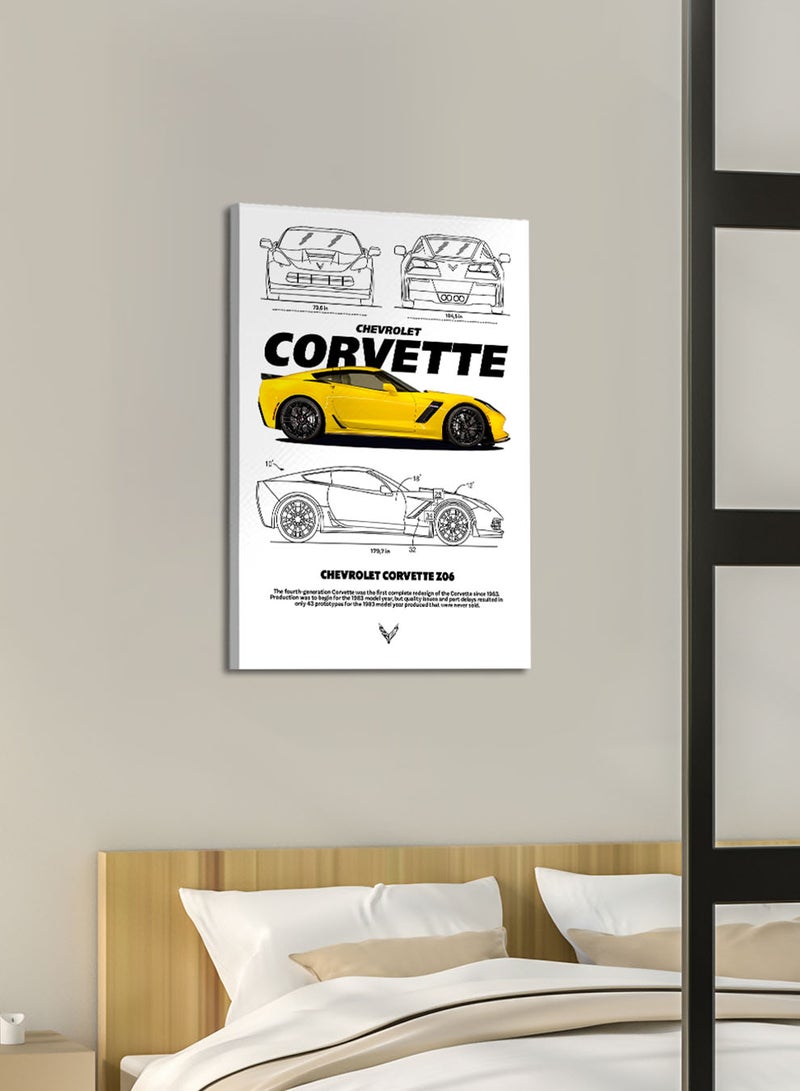 لوحة كانفاس على إطار خشبي بتصميم سيارة رياضية شيفروليه - Image 2