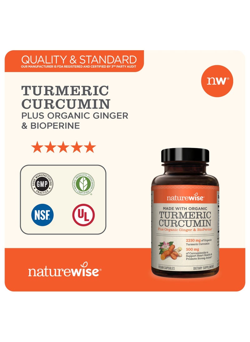 NatureWise الكركمين العضوي من الكركمين، 180 كبسولة نباتية - Image 2