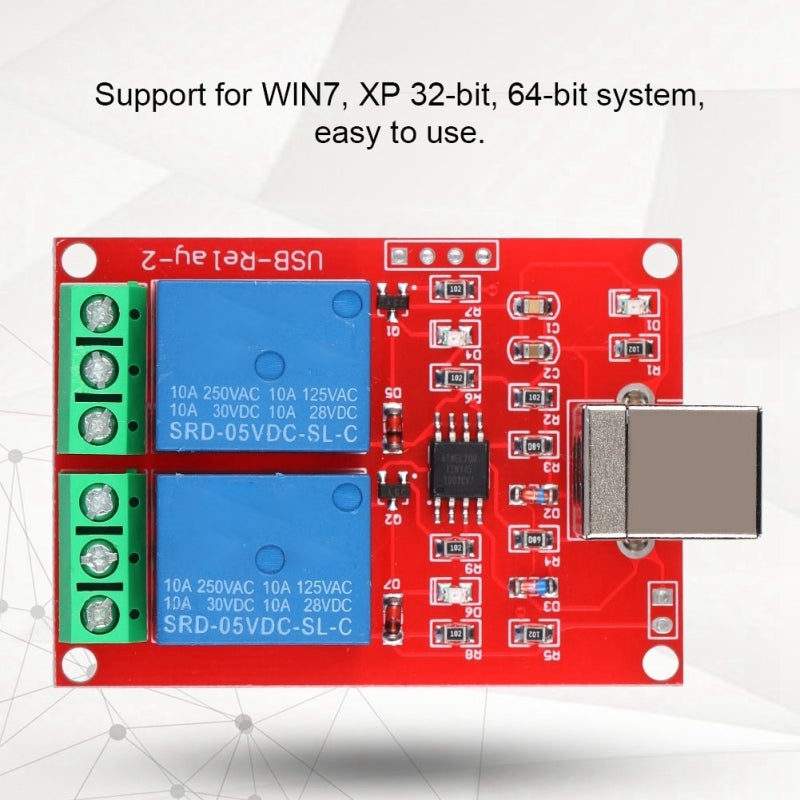 وحدة تبديل USB مع واجهة USB مربعة مدمجة - وحدة ترحيل HID تعمل بتقنية التوصيل والتشغيل لأنظمة WIN7 XP 32-بت و64-بت - Image 2