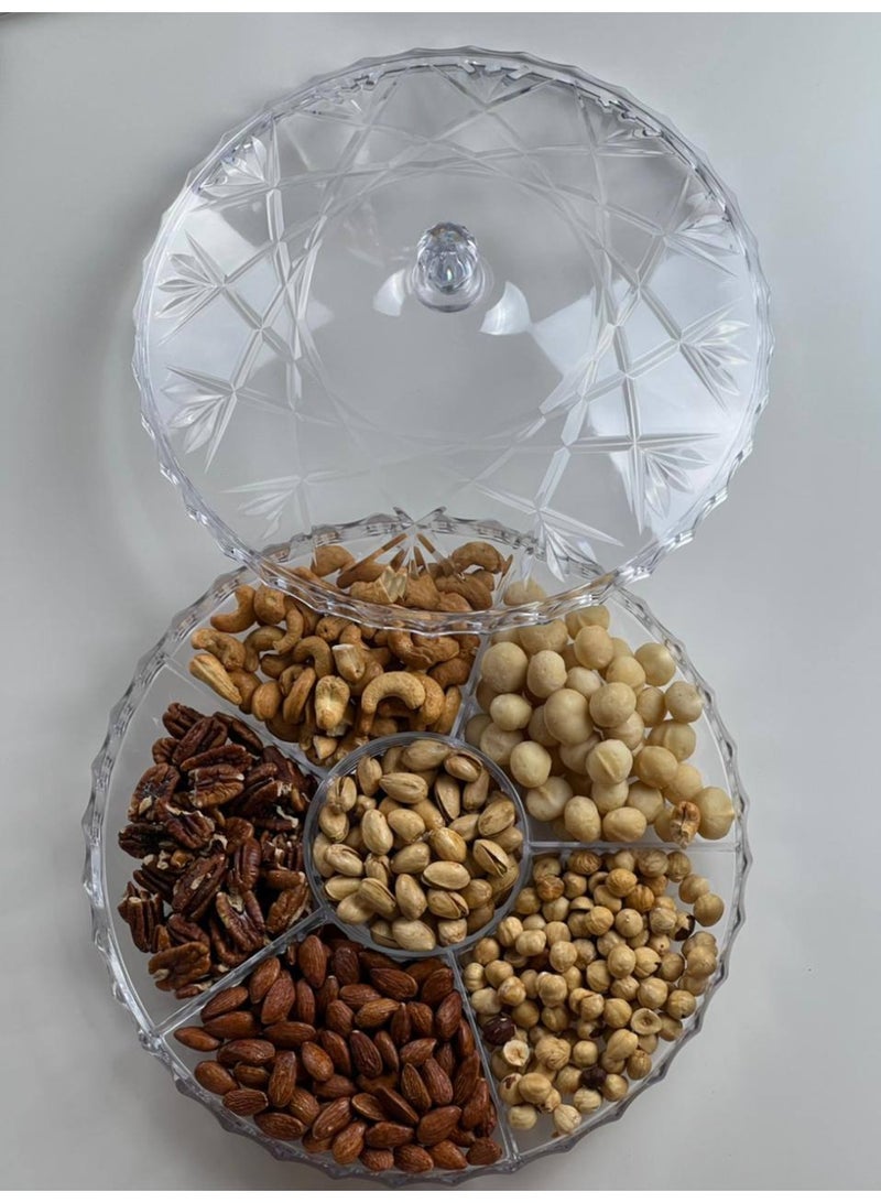 Acrylic divided snack plate/bonbonniere with lid - Image 1