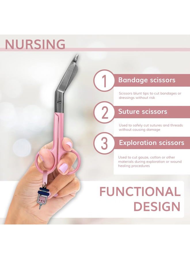 JJ LMS Sick Scissors - Blunt Tip Scissors - Stainless Steel - Design - Distinctive Keyring (Pink Keyring) - Image 4