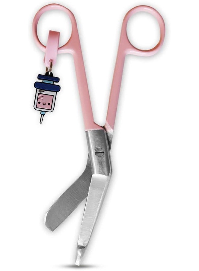 JJ LMS Sick Scissors - Blunt Tip Scissors - Stainless Steel - Design - Distinctive Keyring (Pink Keyring) - Image 1