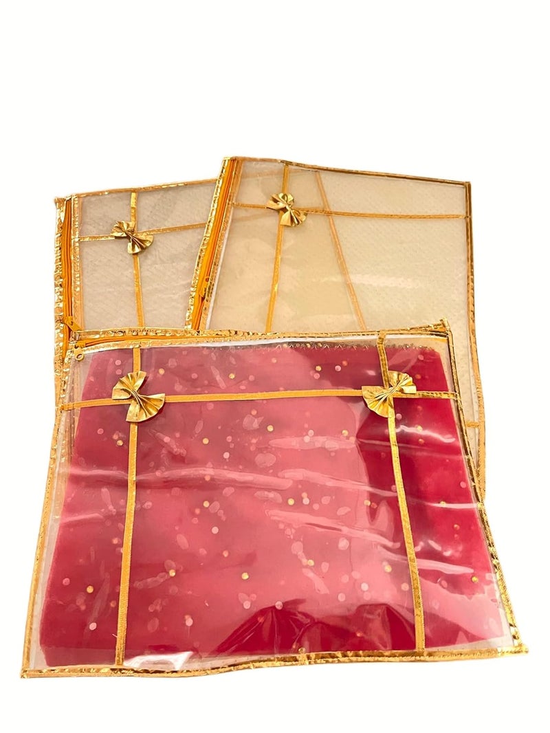 DBRANDY Single Packing Saree/Suit Cover Bag for Storage, Gifting, and Organizing Wardrobes � Wedding Saree/Suit Packing Bag for Safe & Elegant Storage (Red-Gold, Pack of 10) - Image 2