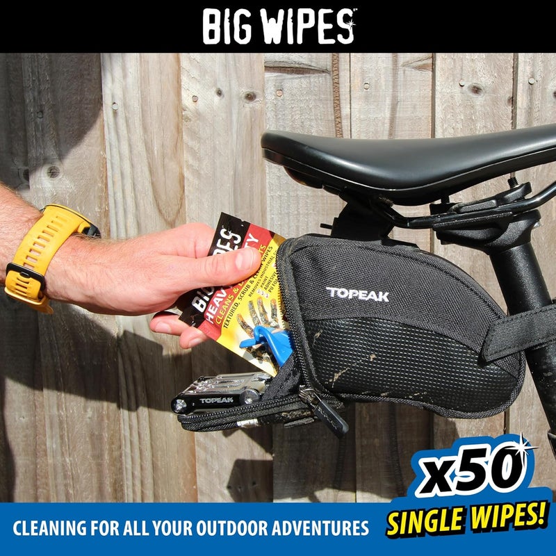 Big Wipes Heavy Duty Pro+ Hand Wipes x50 Single Sachets, Textured Dual-Sided with Skincare. Ultra Efficient on Grime. Heavy Duty & Industrial Cleaning Products for Tradespeople Stable base - Image 4