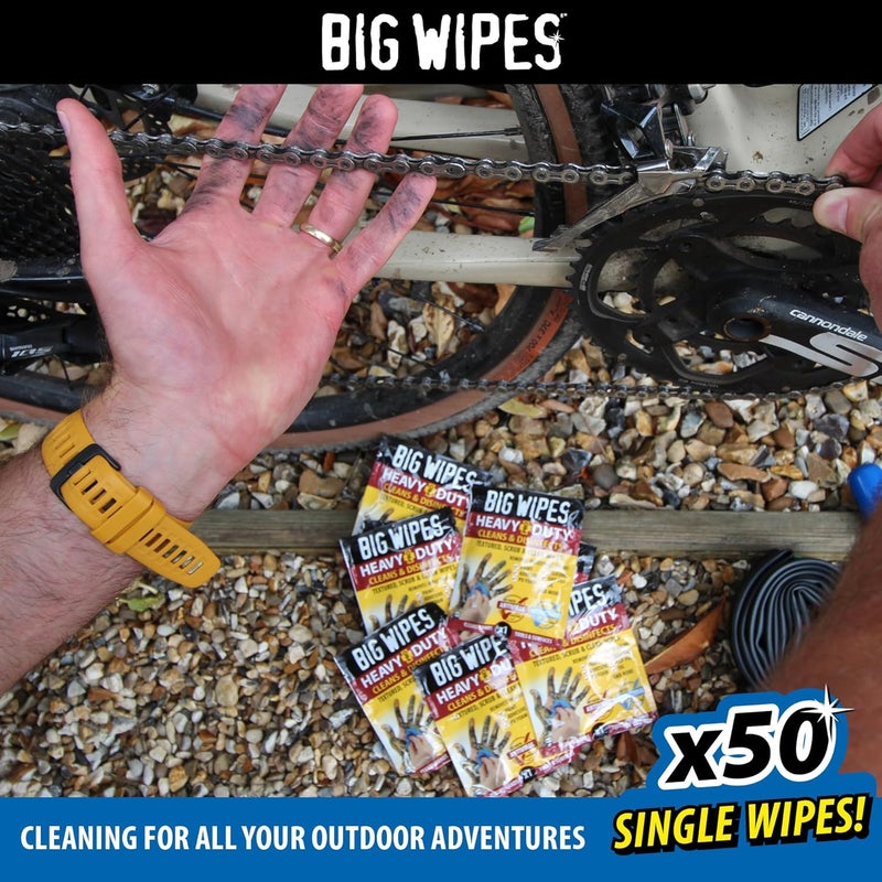 Big Wipes Heavy Duty Pro+ Hand Wipes x50 Single Sachets, Textured Dual-Sided with Skincare. Ultra Efficient on Grime. Heavy Duty & Industrial Cleaning Products for Tradespeople Stable base - Image 5