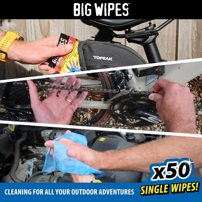 Big Wipes Heavy Duty Pro+ Hand Wipes x50 Single Sachets, Textured Dual-Sided with Skincare. Ultra Efficient on Grime. Heavy Duty & Industrial Cleaning Products for Tradespeople Stable base - Image 3