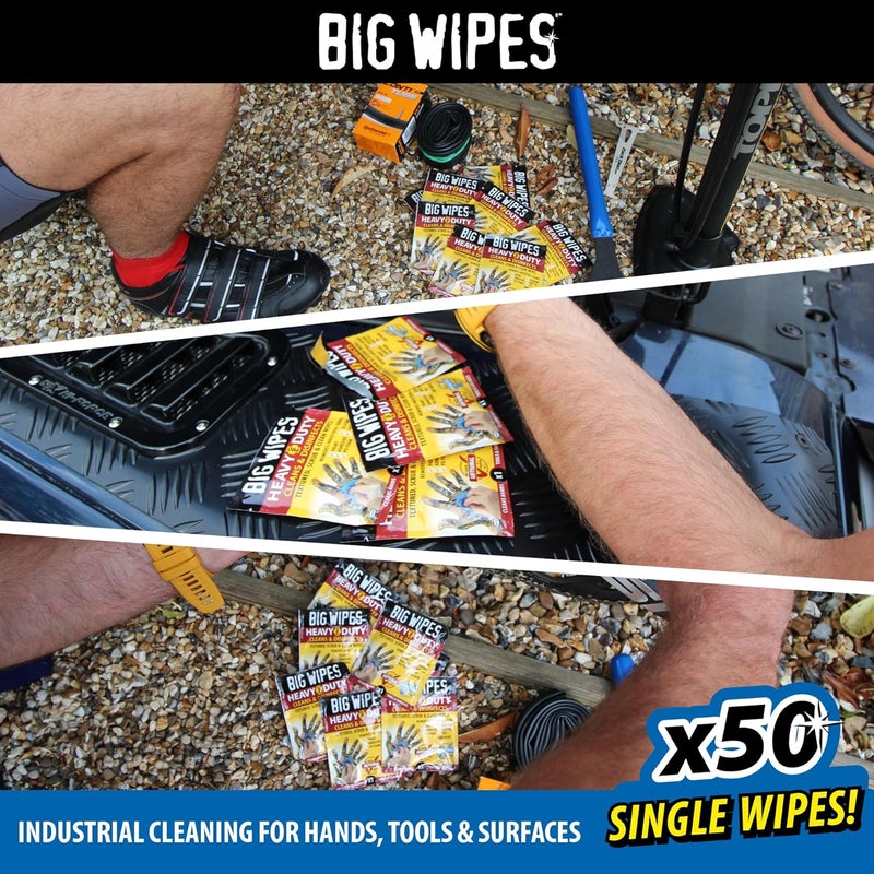 Big Wipes Heavy Duty Pro+ Hand Wipes x50 Single Sachets, Textured Dual-Sided with Skincare. Ultra Efficient on Grime. Heavy Duty & Industrial Cleaning Products for Tradespeople Stable base - Image 2